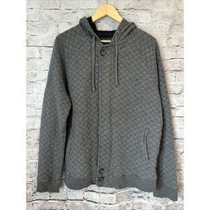 Banana Republic Gray Quilted Hooded‎ Zip Jacket Womens L